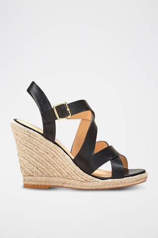 Sandálias de cunha em couro Ziri Preto