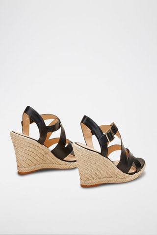 Sandálias de cunha em couro Ziri Preto