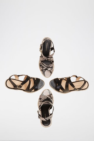 Sandálias de cunha em couro Ziri Preto