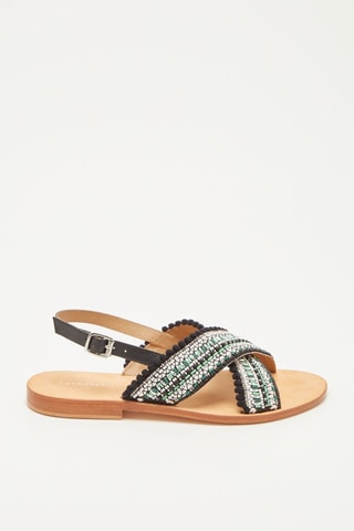 Sandálias em couro Ifla Verde e preto