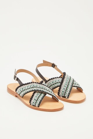 Sandálias em couro Ifla Verde e preto