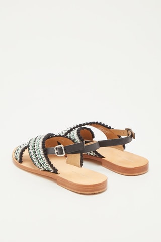 Sandálias em couro Ifla Verde e preto