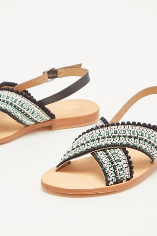 Sandálias em couro Ifla Verde e preto