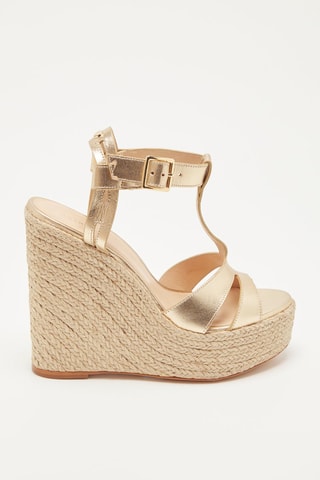 Sandálias com cunha em couro Zamea - Platina