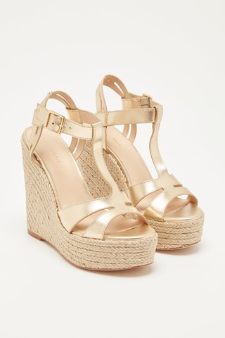 Sandálias com cunha em couro Zamea - Platina