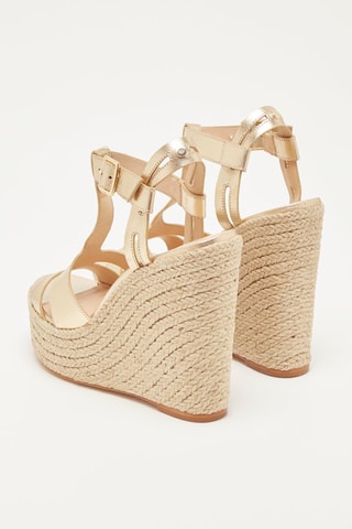 Sandálias com cunha em couro Zamea - Platina