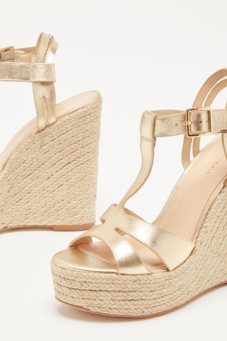 Sandálias com cunha em couro Zamea - Platina