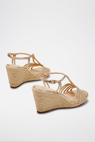 Sandálias de cunha em couro Rondi Dourado