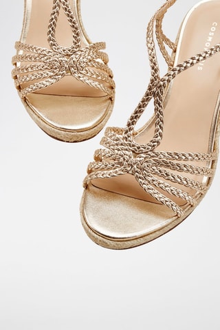 Sandálias de cunha em couro Rondi Dourado