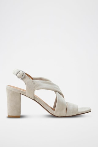 Sandálias de salto em couro de cabra Vuko - Bege