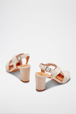 Sandálias de salto em couro de cabra Vuko - Bege