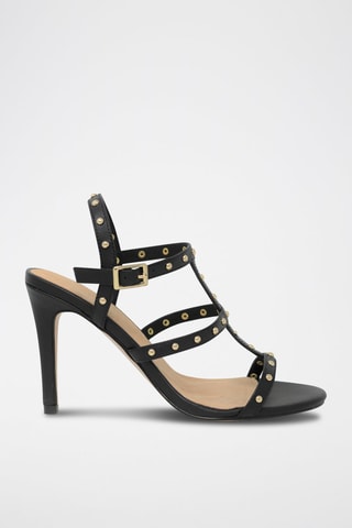 Sandálias de salto em couro Hilenia Preto