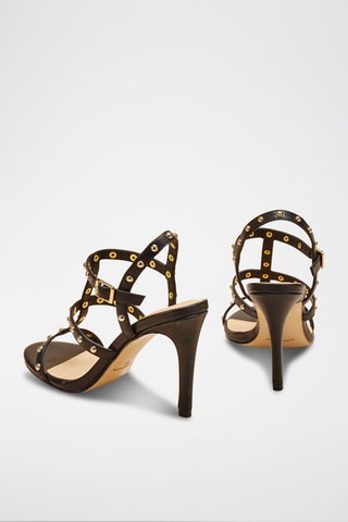 Sandálias de salto em couro Hilenia Preto