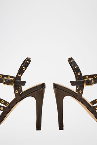 Sandálias de salto em couro Hilenia Preto