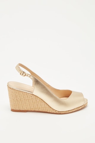 Sandálias com cunha em couro Zemina - Platina