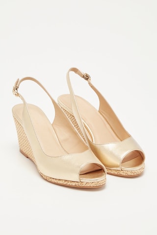 Sandálias com cunha em couro Zemina - Platina