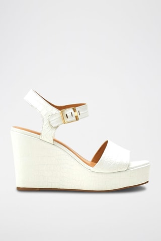Sandálias de cunha em couro Radia Branco