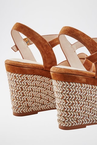 Sandales compensées en cuir de veau nubuck Glinda - Camel