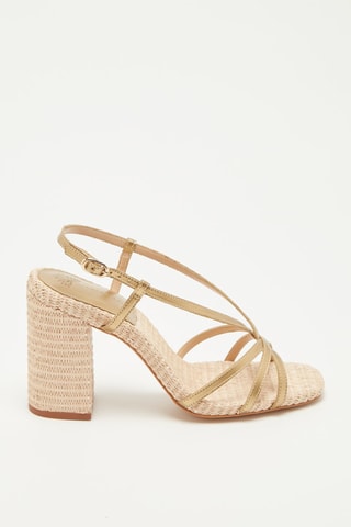 Sandálias de salto Zafia Dourado e natural