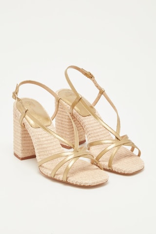Sandálias de salto Zafia Dourado e natural