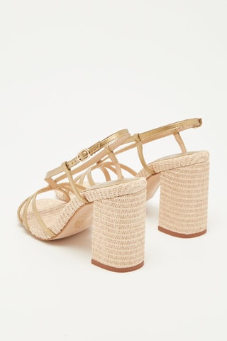 Sandálias de salto Zafia Dourado e natural