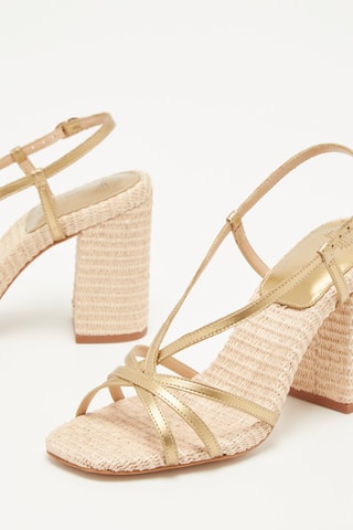 Sandálias de salto Zafia Dourado e natural