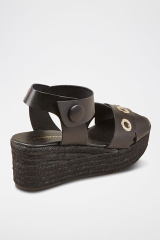 Sandálias com cunha em couro Noura - Preto