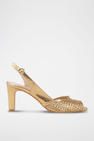 Sandálias de salto em couro Wasana Dourado