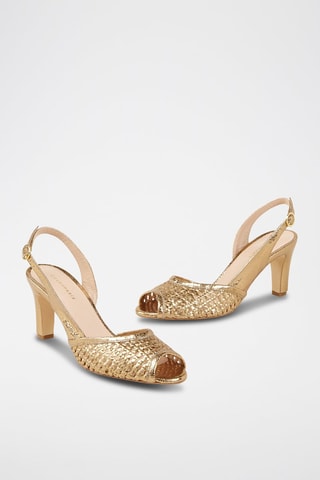 Sandálias de salto em couro Wasana Dourado