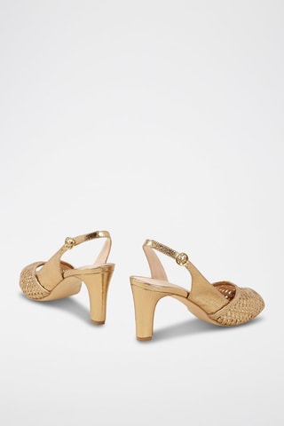 Sandálias de salto em couro Wasana Dourado