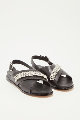 Sandálias em couro Hefia Preto