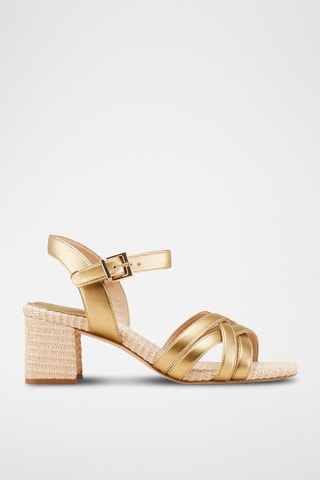 Sandálias de salto Zaggi Dourado e natural