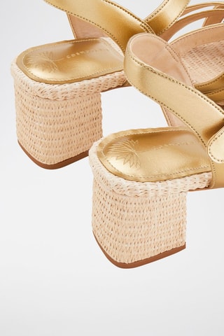 Sandálias de salto Zaggi Dourado e natural