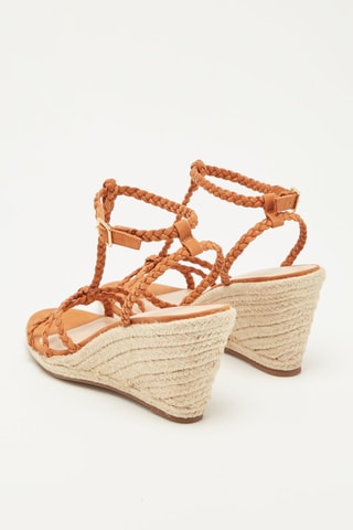 Sandálias com cunha em nobuck Robbie - Conhaque