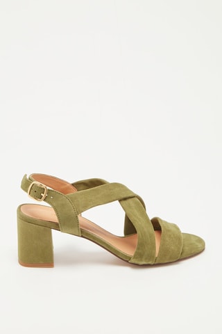 Sandálias de salto em couro de cabra Vizzo - Caqui