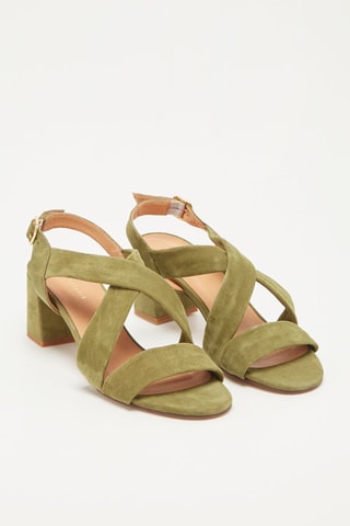 Sandálias de salto em couro de cabra Vizzo - Caqui