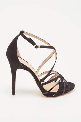 Sandales à talons en cuir de veau velours Zamaia - Noir