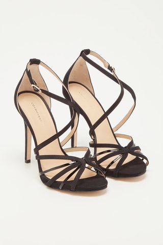 Sandales à talons en cuir de veau velours Zamaia - Noir