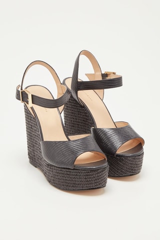 Sandales compensées en cuir Jamea - Noir