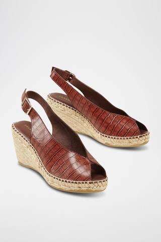 Sandálias com cunha em couro Nala - Castanho