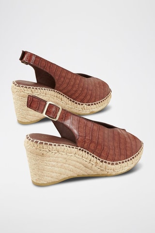 Sandálias com cunha em couro Nala - Castanho