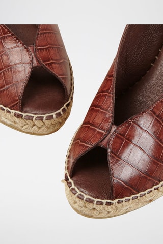 Sandálias com cunha em couro Nala - Castanho