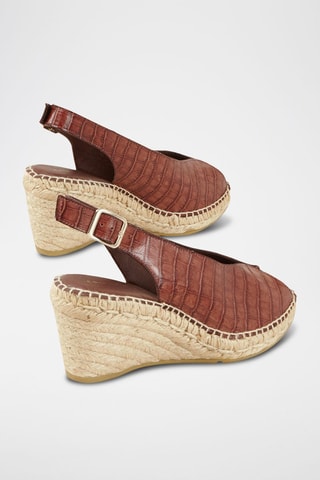 Sandálias com cunha em couro Nala - Castanho