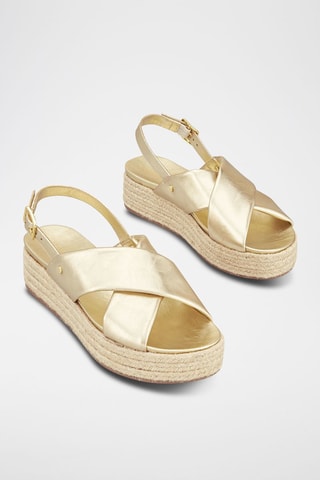 Sandálias com plataforma em couro Raelinhoa - Dourado
