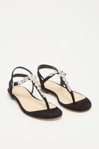 Sandales en cuir de chèvre velours Haria - Noir