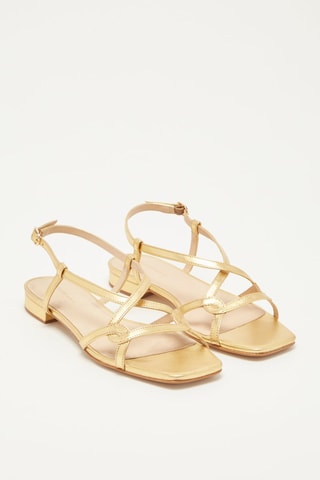 Sandálias em couro de vitelo e nobuck Zadina - Dourado