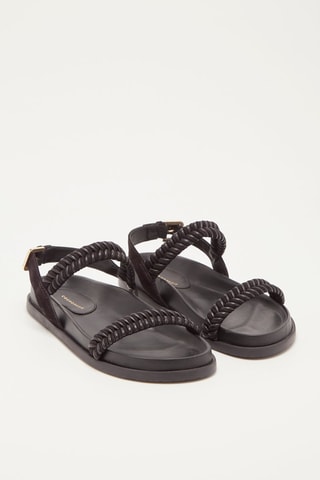 Sandálias em couro de vitelo veludo Anha - Preto