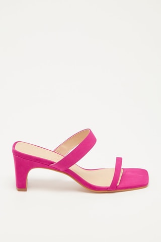 Mules à talons en cuir de veau velours Kiara - Fuchsia