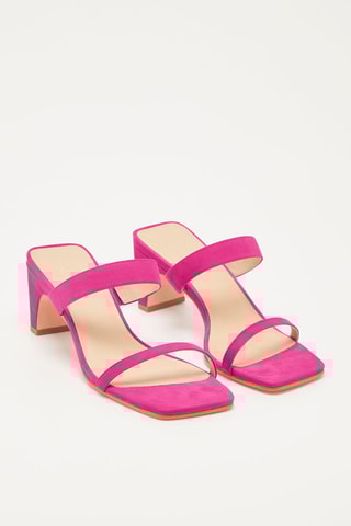 Mules à talons en cuir de veau velours Kiara - Fuchsia