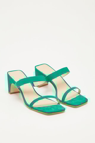 Mules à talons en cuir de veau velours Kiara - Vert